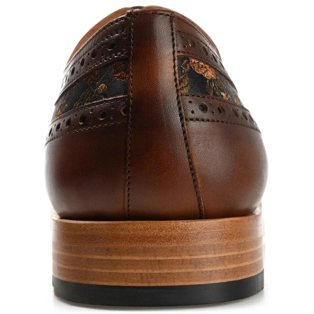 Taft Preston Oxford Men's US 9.5 Brown Leather Almond Toe Dress Shoes HAWK279